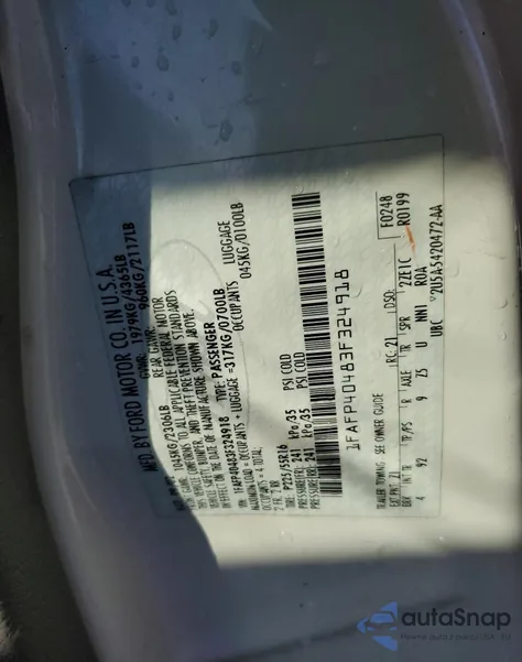 2003 Ford Mustang z USA, uszkodzony, nr VIN 1FAFP40483F324918